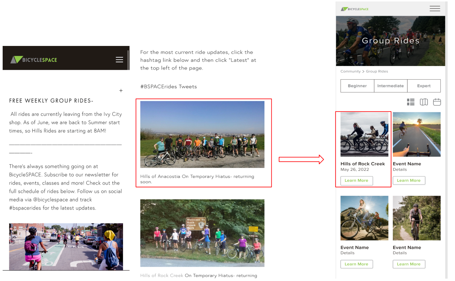 Group Rides page