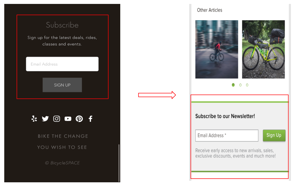 Visible subscribe call to action