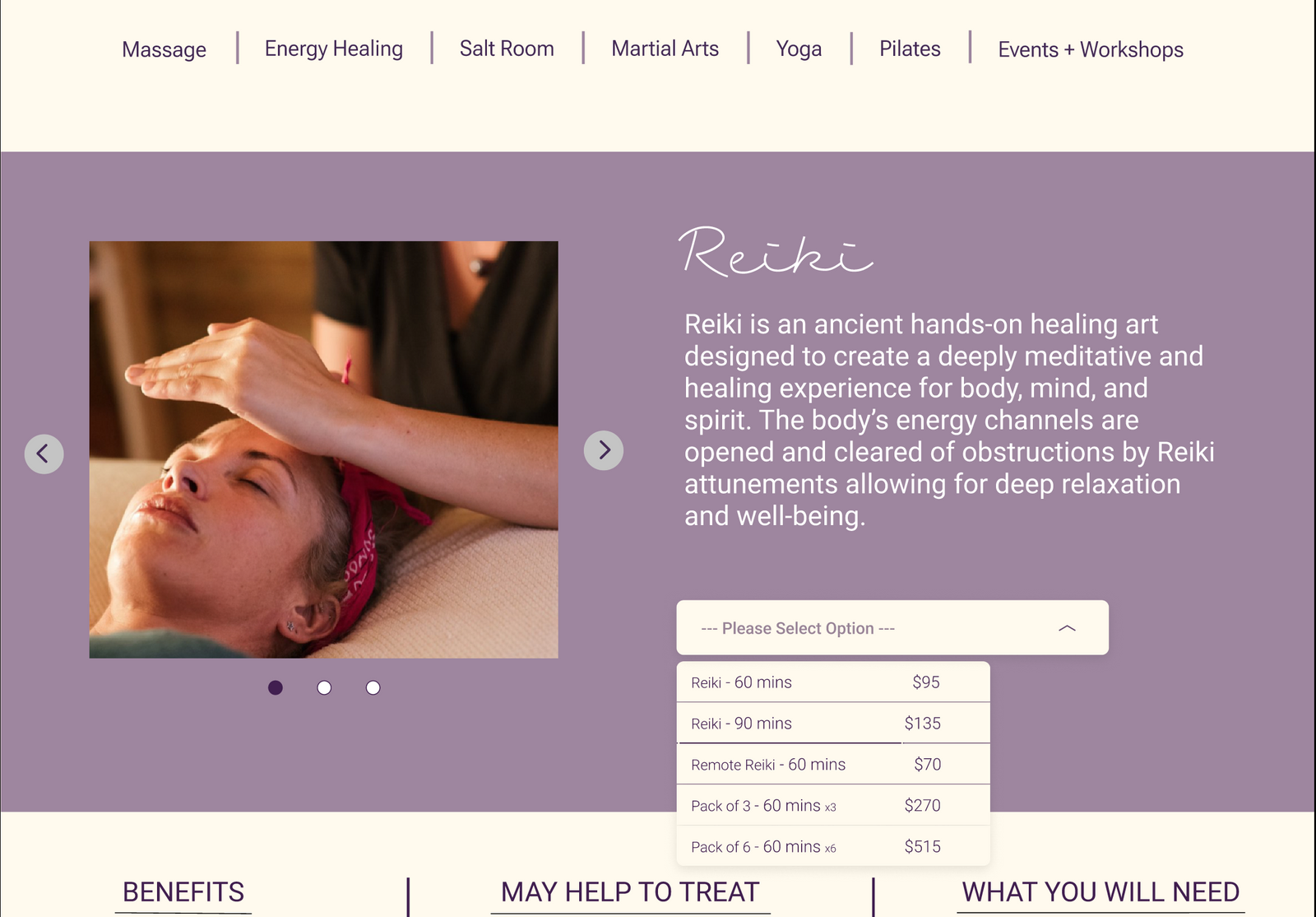 All pricing options shown on the service description page
